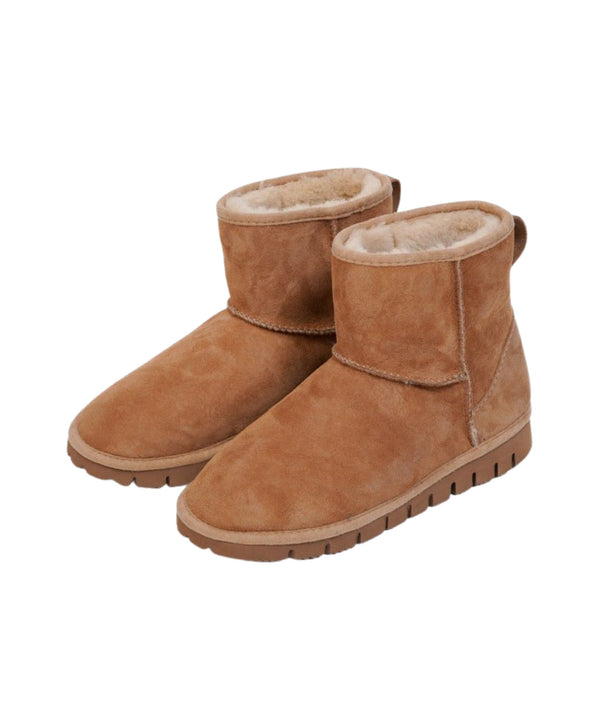 Bota Pantufa em pele de Cano Baixo Camel