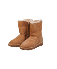 Bota Pantufa em pele de Meio Cano Camel