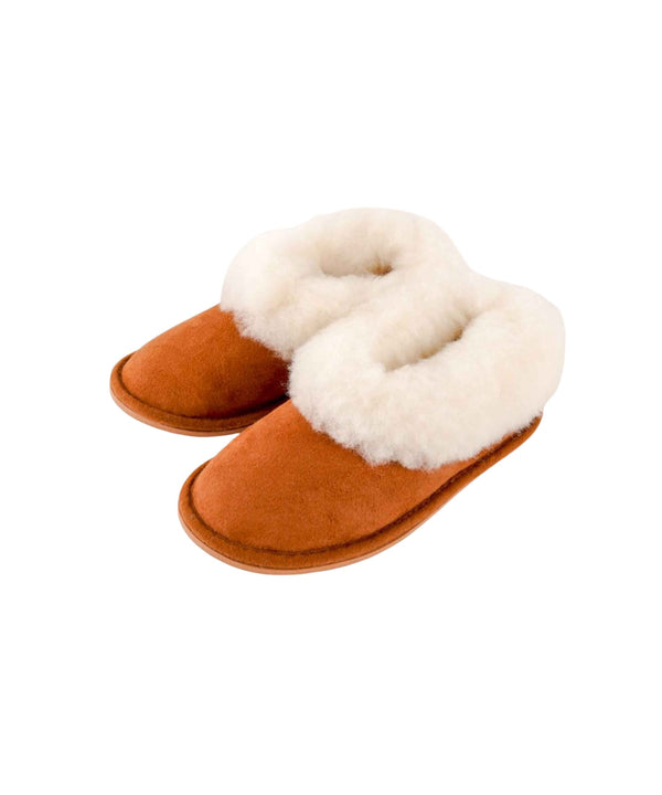 Pantufas Serra da Estrela Em Pele meia sola Borracha Para Criança Castanhas